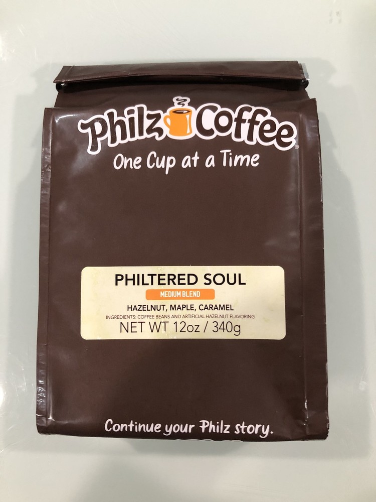 PHILZ COFFEE PHILTERED SOUL HAZELNUT FLAVORED MED BLEND WHOLE BEAN COFFEE 12OZ
