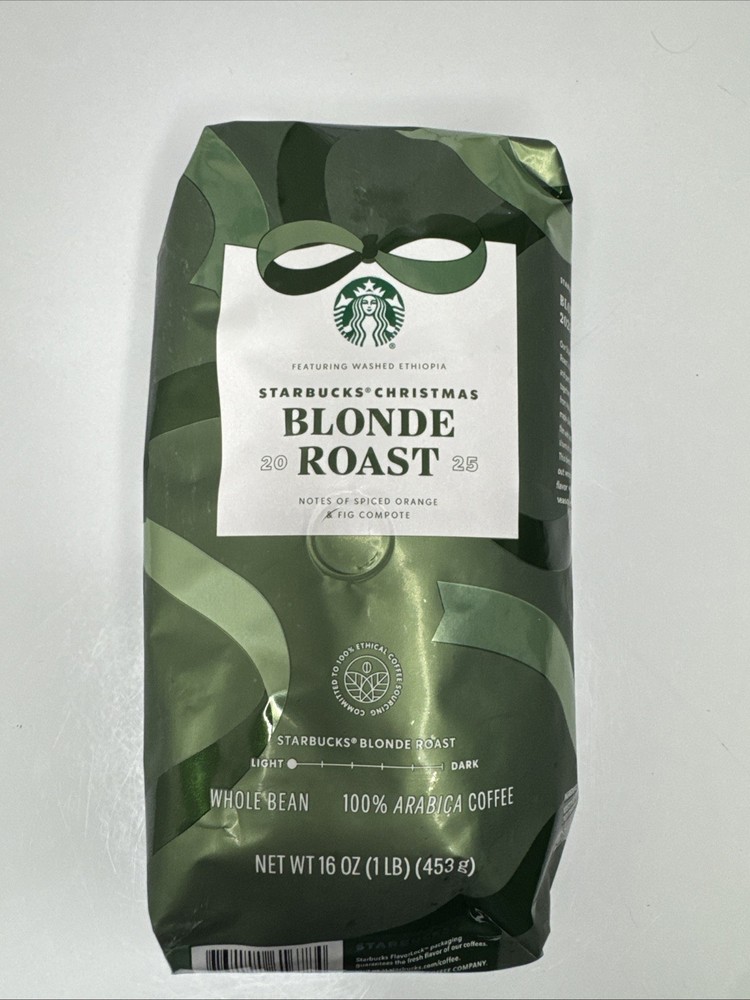 2025 Starbucks Christmas Blonde Roast Whole Bean Coffee 1LB Bag BB 4/26