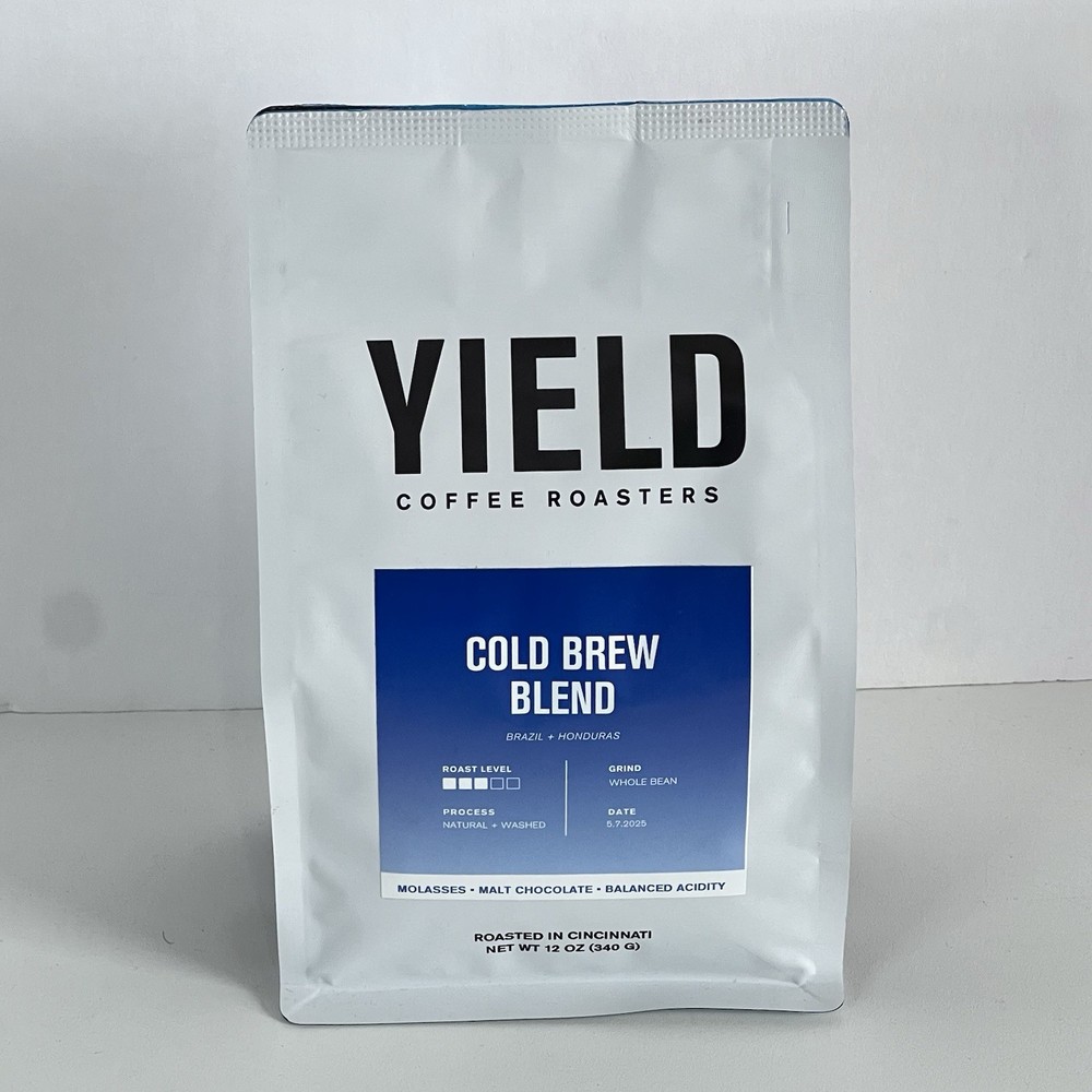Yield Cold Brew Blend Whole Bean Coffee Specialty Grade Balanced Acidity 12 oz