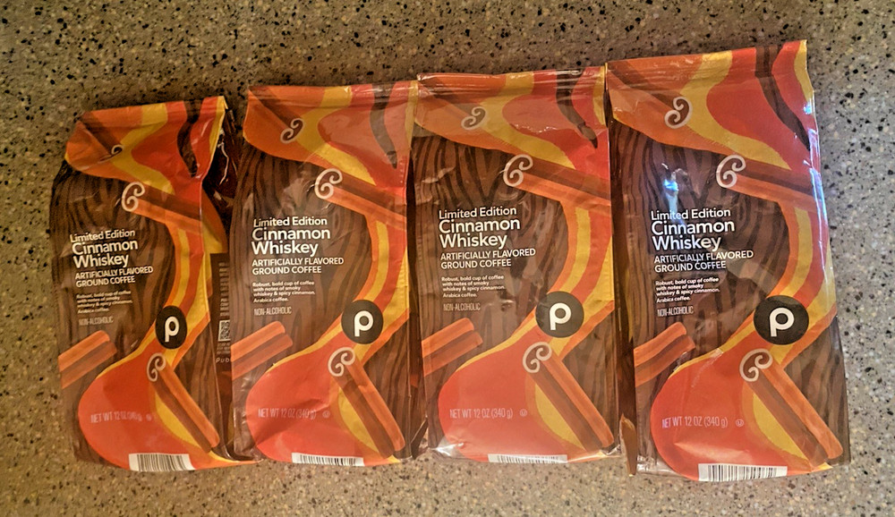LOT of 4 Publix Cinnamon Whiskey, Dark Chocolate Coffee 12 oz each, Great Price