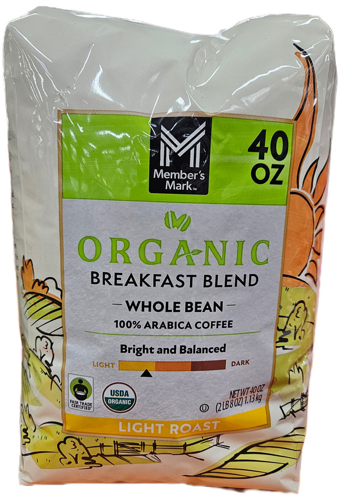 Member’s Mark Organic Breakfast Blend Whole Bean Coffee (40 oz.) FREE SHIPPING