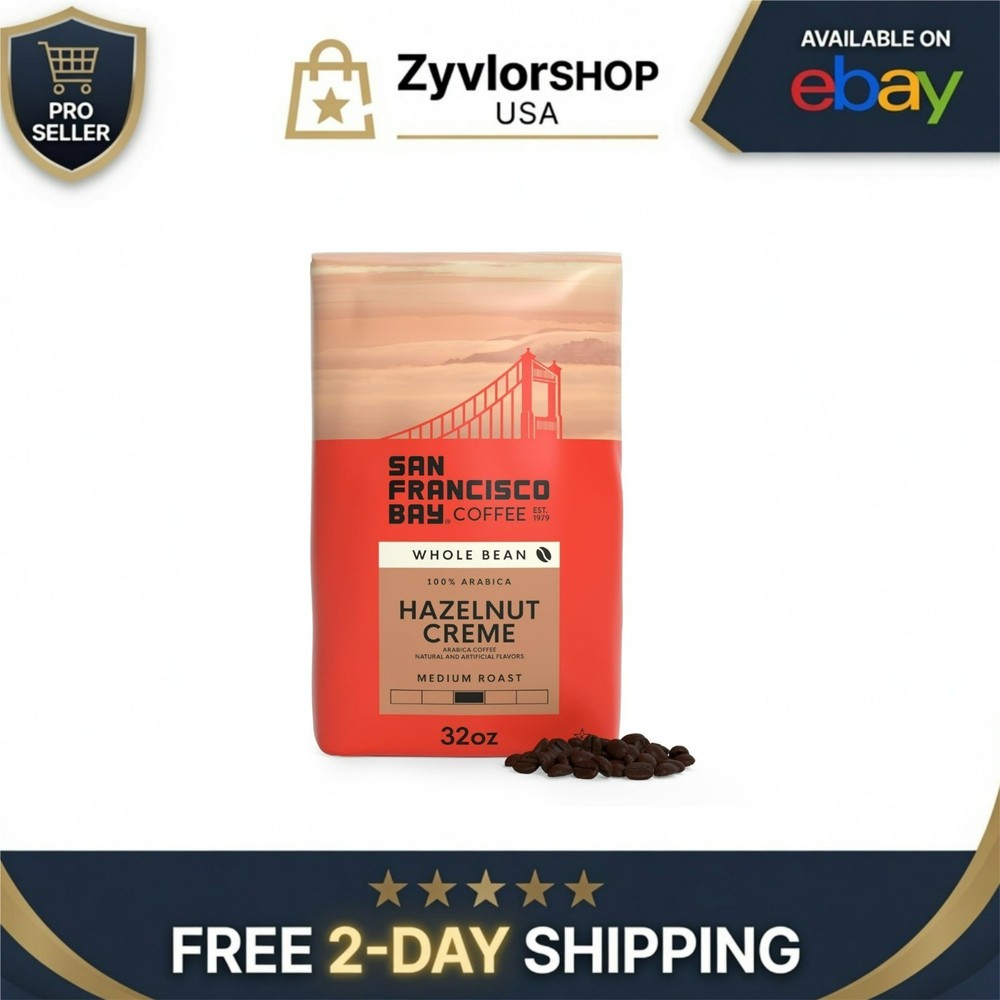 San Francisco Bay Coffee Hazelnut Crème Medium Roast Whole Bean 2 lb