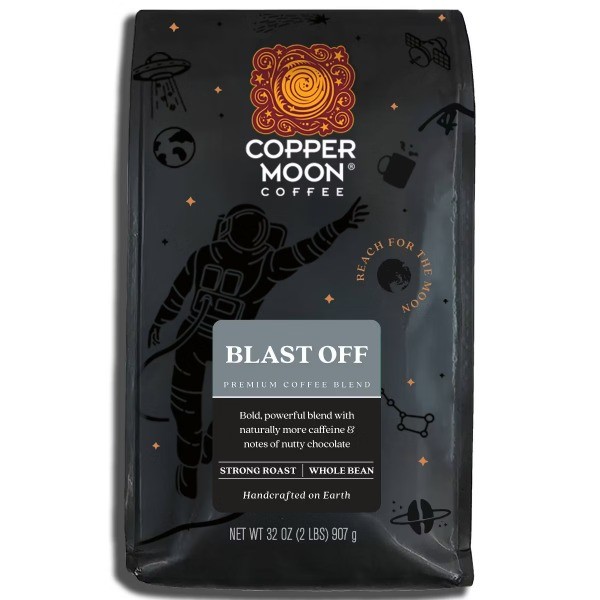 High Caffeine Blend Strong Medium Dark Roast Whole Bean Coffee – 32oz