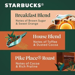 Starbucks Whole Coffee Beans Variety Pack – Medium Roast Bliss (3 x 12oz)