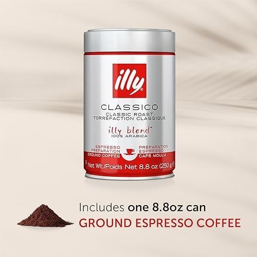 Illy Classico Ground Espresso Coffee, Medium Roast, Classic Roast With Notes