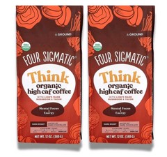 2 Bags Mushroom Four Sigmatic High Caffeine Ground Coffee Lions Mane 07/26