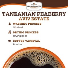 Tanzanian Peaberry Coffee Whole Bean 5lb Light Roast Kosher Sweet Notes Lemon…