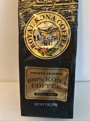 100% Royal Kona Coffee, Medium Roast, Whole Bean 7oz, Fresh Bb2/27 Free Shipping
