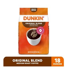 Dunkin’ Original Blend Bean Coffee, Medium Roast, 18 oz Bag