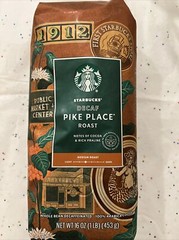 Starbucks Decaf Pike Place Medium Roast Whole Bean Coffee 1lb / 16oz / 453g Bag