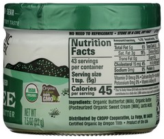 Organic Valley Clarified Butter Ghee 7.5 Oz Jar Oil 12 Pack