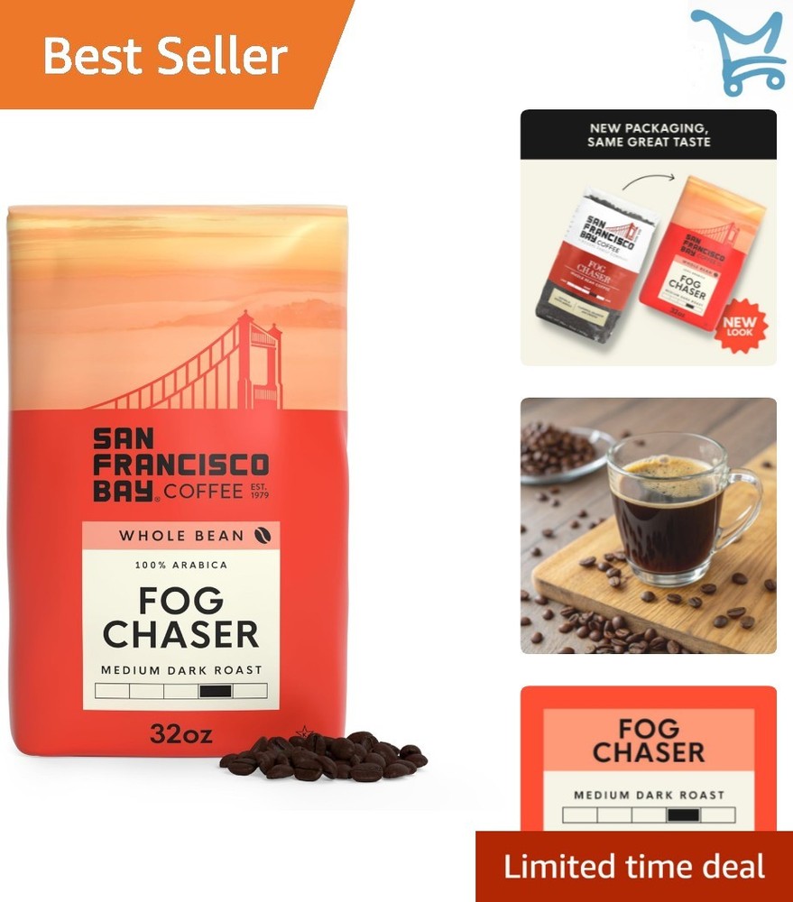 Whole Bean Coffee Medium Dark Roast Fog Chaser 2 lb Sustainable Kosher