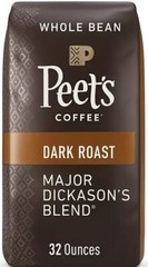 Peet’s Dark Roast Whole Bean, Major Dickason’s Blend-2 Pack (2-32 oz. bags)