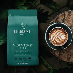 Organic Whole Bean Coffee Medium Roast Low Acid Non-GMO 12 oz