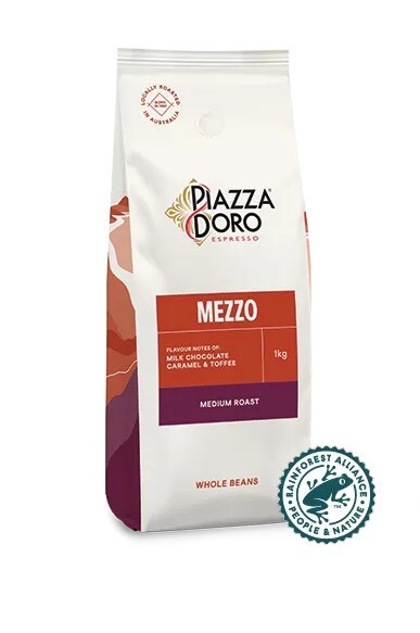 2 x Piazza Doro – Mezzo 1kg Coffee Beans w/ FREE Caramel Biscuits (25pcs)