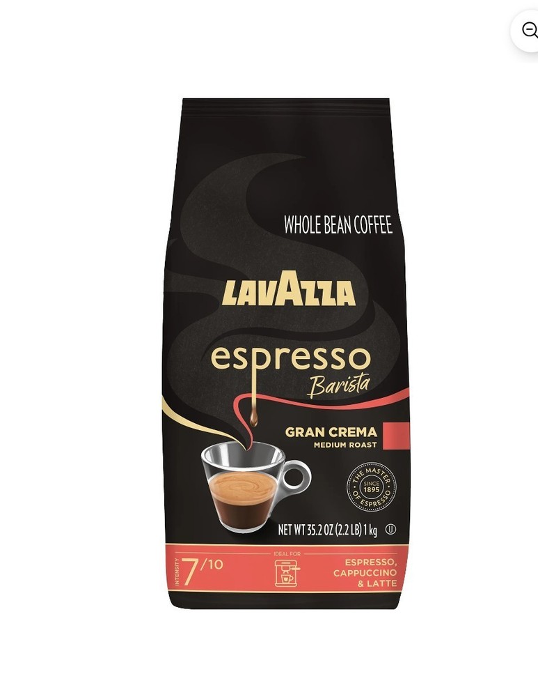 Lavazza Espresso Barista Gran Crema Whole Bean Coffee, Medium Roast 2.2 lb Bag