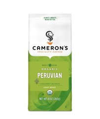 Cameron’s Peruvian Organic light roast whole bean coffee 10oz bag. lot of 4