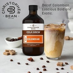 Christopher Bean Decaf Colombian Cold Brew Coffee-Easy to Enjoy Sweet Bottle