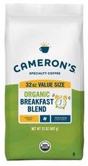 Cameron’s 32oz Organic Breakfast Blend Whole Bean Coffee Light Roast Arabica