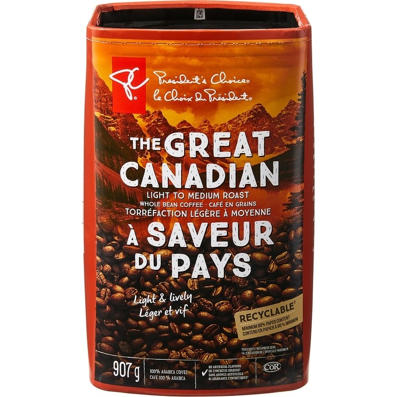 President’s Choice The Great Canadian Light to Medium Roast Whole Bean Coffee
