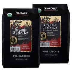 2 PACK – Kirkland Signature Organic Sumatra Whole Bean Coffee 2 lb (Total 4 lbs)