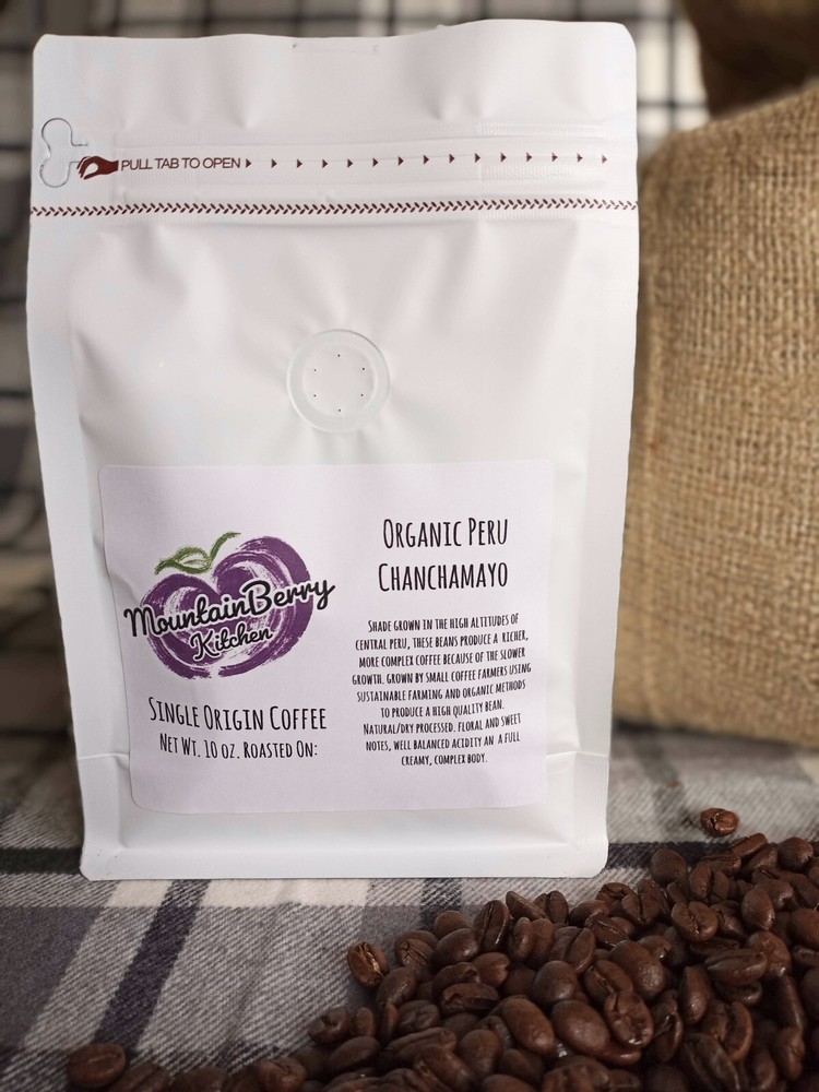 Mountain Berry Kitchen – Roasted Coffee – Arabica Beans Roasted Fresh 10 Oz bag.