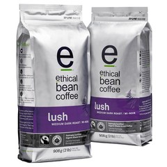 Ethical Bean Coffee Lush Medium Dark Roast Whole Bean Coffee, 2 x 907 g