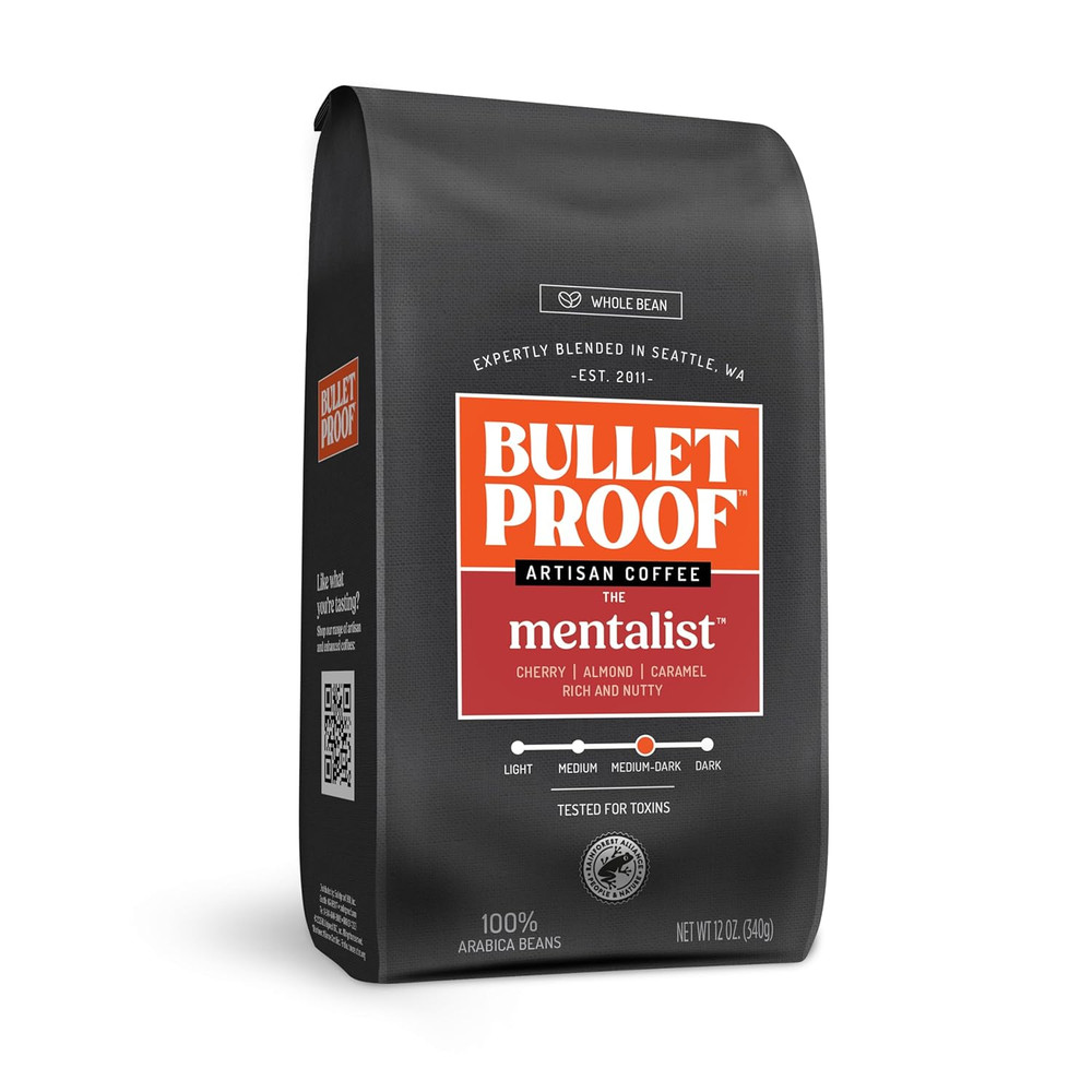 the Mentalist Medium-Dark Roast Whole Bean Coffee, 12 Ounces, Clean Coffee Teste