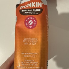 Dunkin’ Original Blend Medium Roast Whole Bean Coffee 12oz Pack of 2
