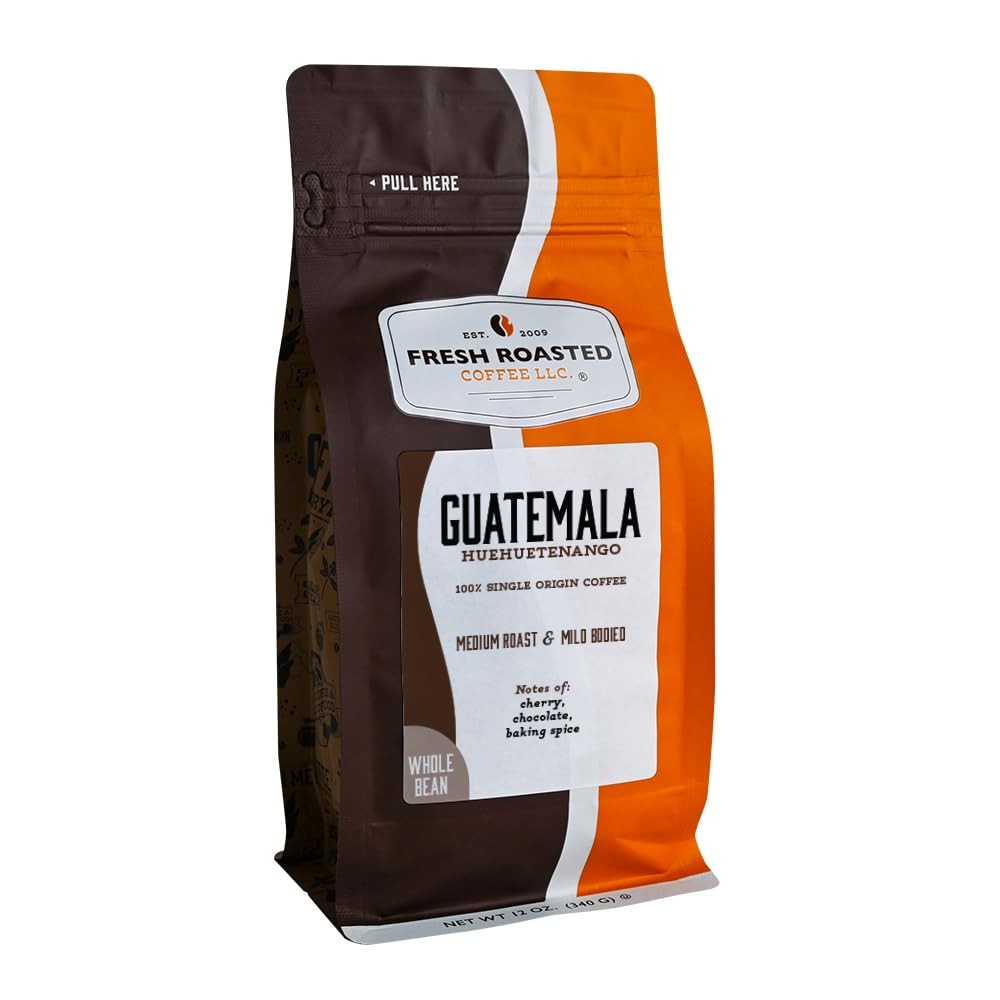Fresh Roasted Coffee, Guatemala Huehuetenango Whole Bean 12 Ounce (Pack of 1)