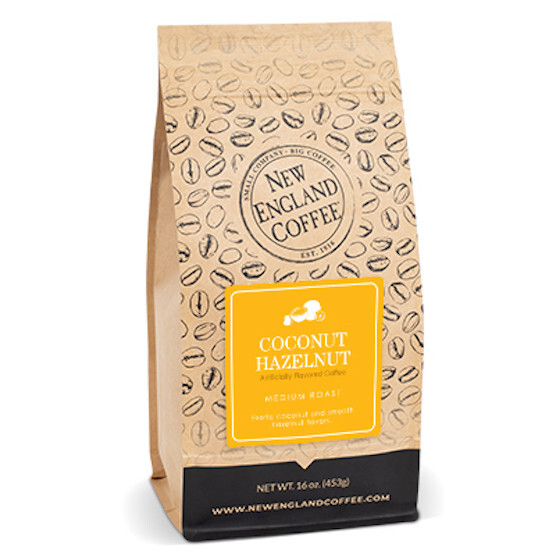NEW ENGLAND COFFEE COCONUT HAZELNUT WHOLE BEAN COFFEE 16OZ