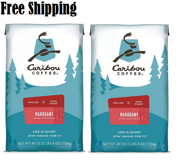 2 Pack Caribou Ground Coffee Mahogany Dark Roast 100% Arabica Coffee Bean 40 oz)