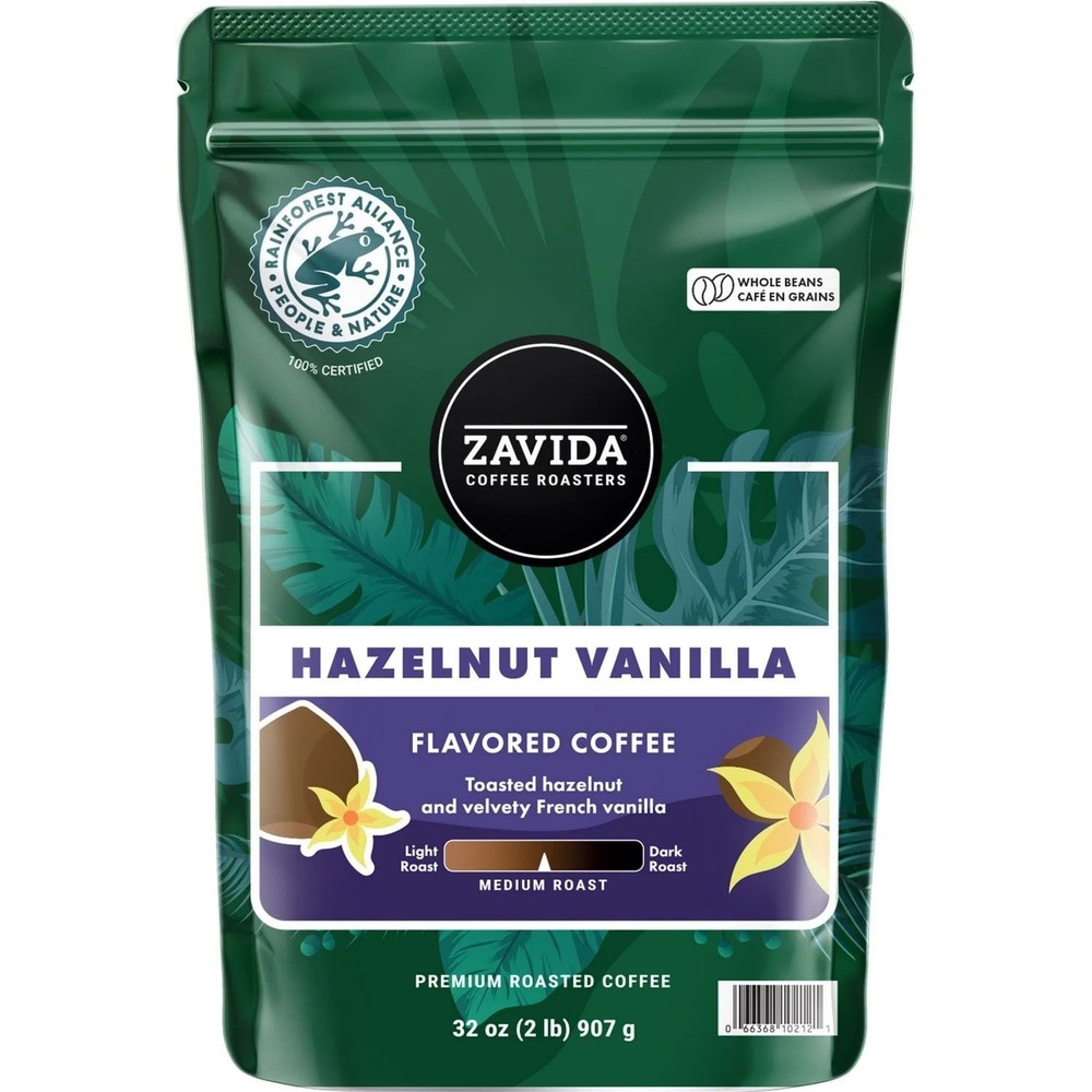 Zavida Coffee Whole Bean Coffee, Hazelnut Vanilla (32 oz.) FREE SHIPPING
