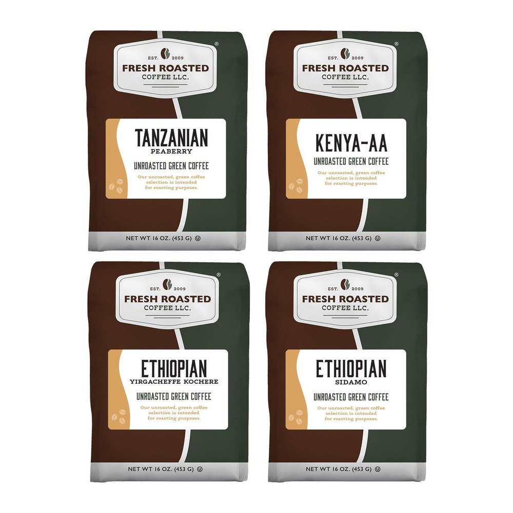 , African Unroasted Green Coffee Beans Home Roasting Starter Kit, Variety 4-P…