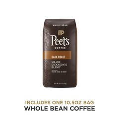 Peet’s Coffee, Dark Roast Whole Bean Coffee – Major Dickason’s Blend 10.5 Oz Bag