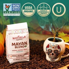 Organic Coffee 12oz Mayan Blend – Medium Roast Whole Bean Specialty Grade Cof…
