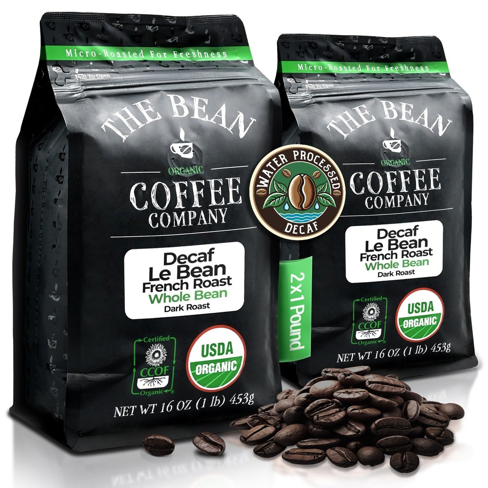 The Bean Organic Coffee Company Water Processed DECAF Le Bean, Dark French Ro…