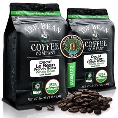 The Bean Organic Coffee Company Water Processed DECAF Le Bean, Dark French Ro…