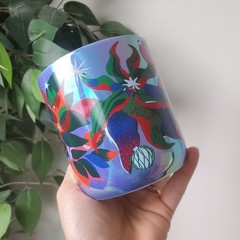 💙Starbucks Christmas Holiday Mug Poinsettia Floral 2023 Iridescent Purple 14oz