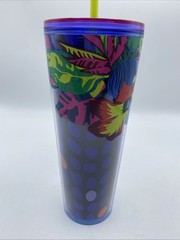 Starbucks Floral & Leaves Purple Plastic Tropical Cold Cup 24 Oz New Summer 2023