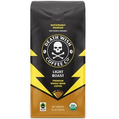Death Wish Coffee, Light Roast Whole Bean 16 16 Ounce (Pack of 1)