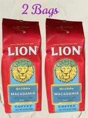 2 BAGS HAWAII LION Ground Coffee MACADAMIA Light Roast 10 oz x 2 Bags HAWAII