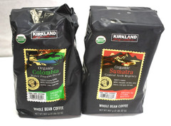 Kirkland Signature Organic Whole Bean Coffee 2 lbs Each Sumatra & Colombia