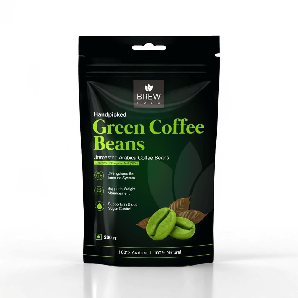 Brewsaga Unroasted Arabica Pure Green Coffee Beans Whole | Weight Management & D