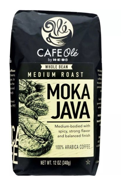 CAFE Olé by H‑E‑B Whole Bean Medium Roast Moka Java Coffee 12 oz