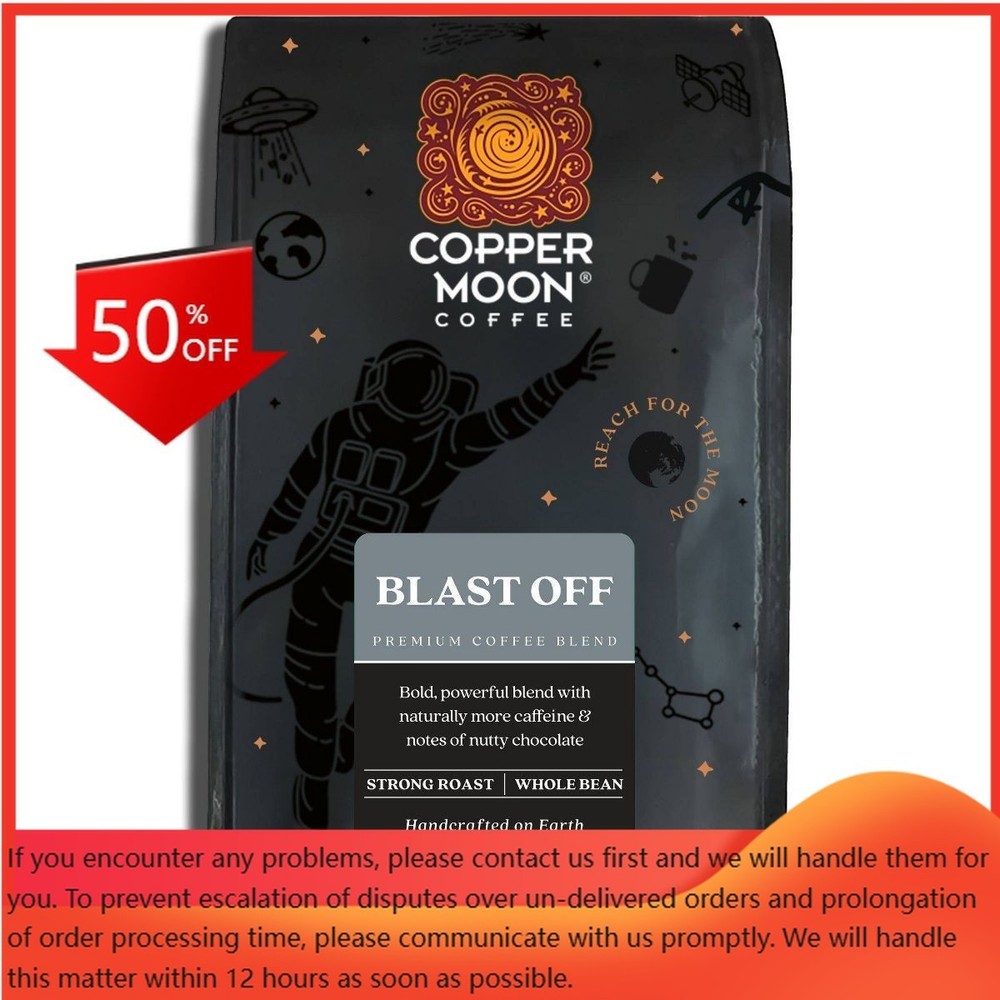Copper Moon High Caffeine Blend Strong Medium Dark Roast Whole Bean Coffee- 32oz