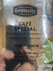 Community Coffee Cafe Special Whole Bean Medium-Dark Roast 2 lbs EXP 7/21/2026