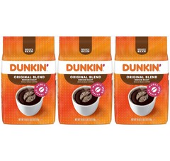Dunkin Original Blend Medium Roast Whole Bean Coffee 3 Pack 18oz. 1LB 2 OZ EA