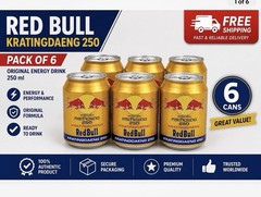 Thailand Red Bull Kratingdaeng can 250ml – Pack Of 6 Free Shipping-USA Seller