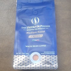 San Pietro di Puglia Medium Roast Crema Whole Bean Coffee Puglia Italy 12oz 340g